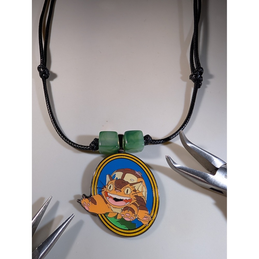 Studio Ghibli Totoro Catbus Repurposed Enamel Pin Necklace Adjustable